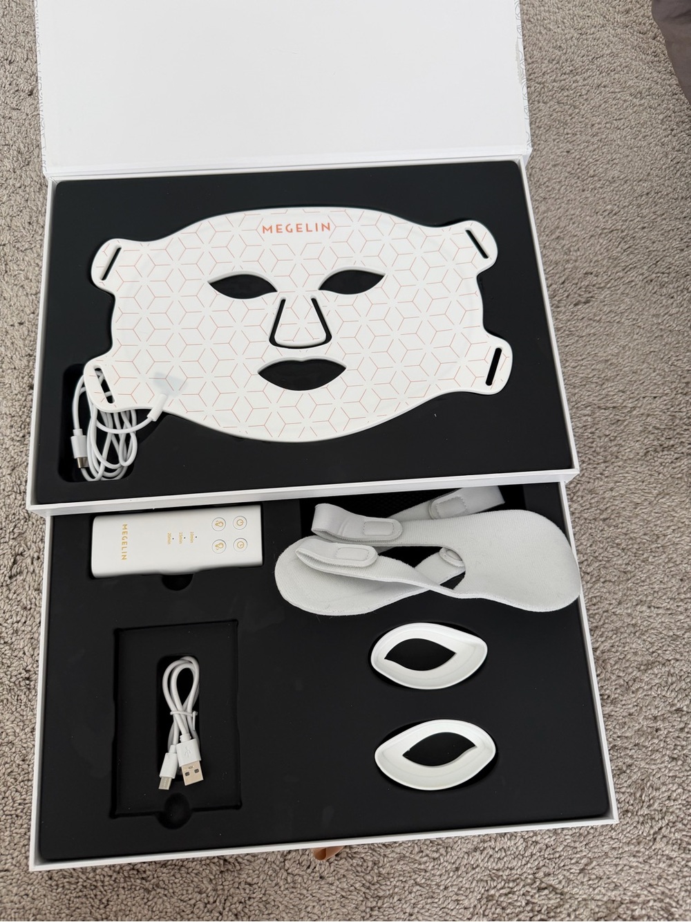 Megelin White LED Facial Mask - Rejuvenating Skincare Tool